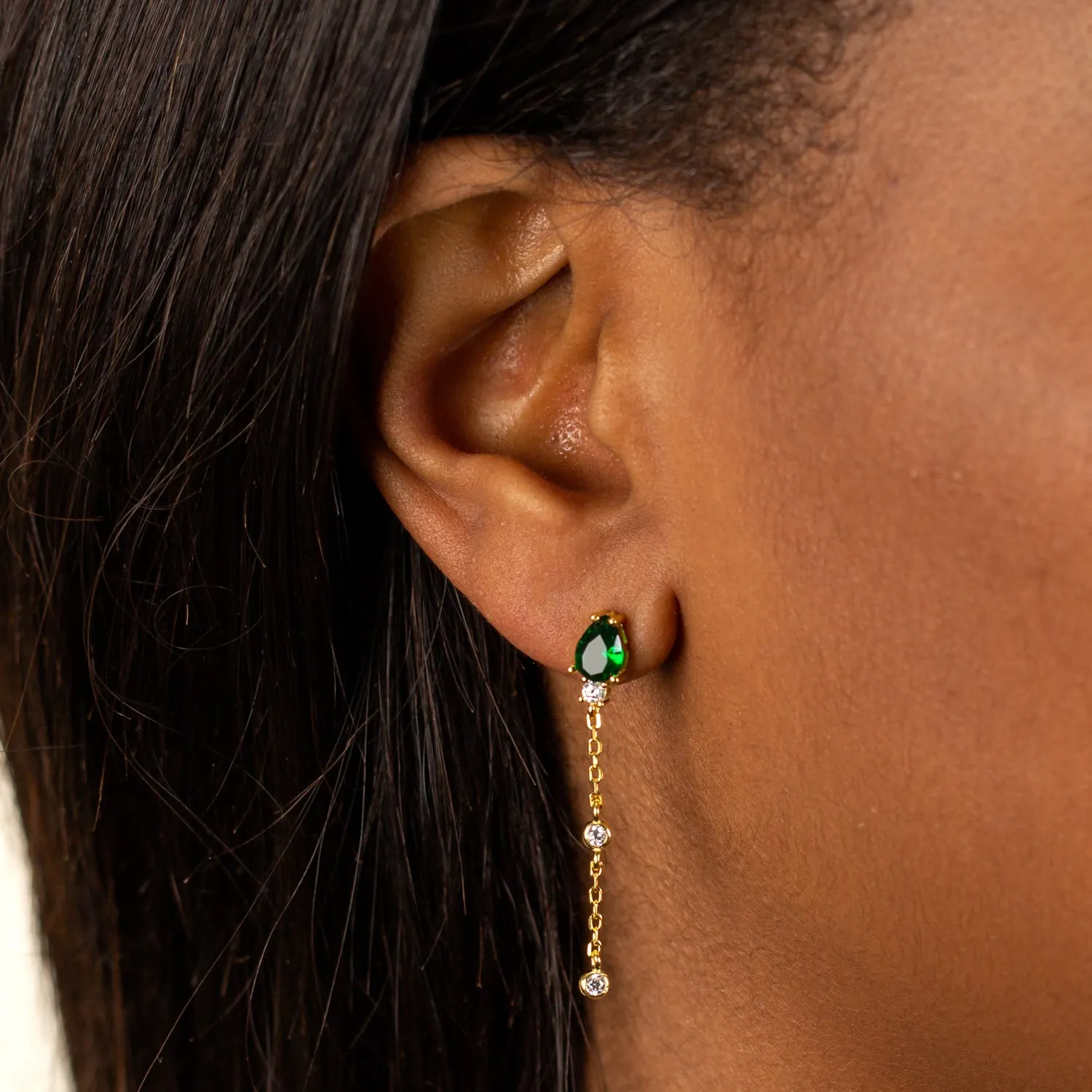 Dangling CZ Drop Stud Earring
