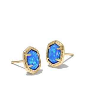 Daphne Stud Earring - Gold Bright Blue Opal