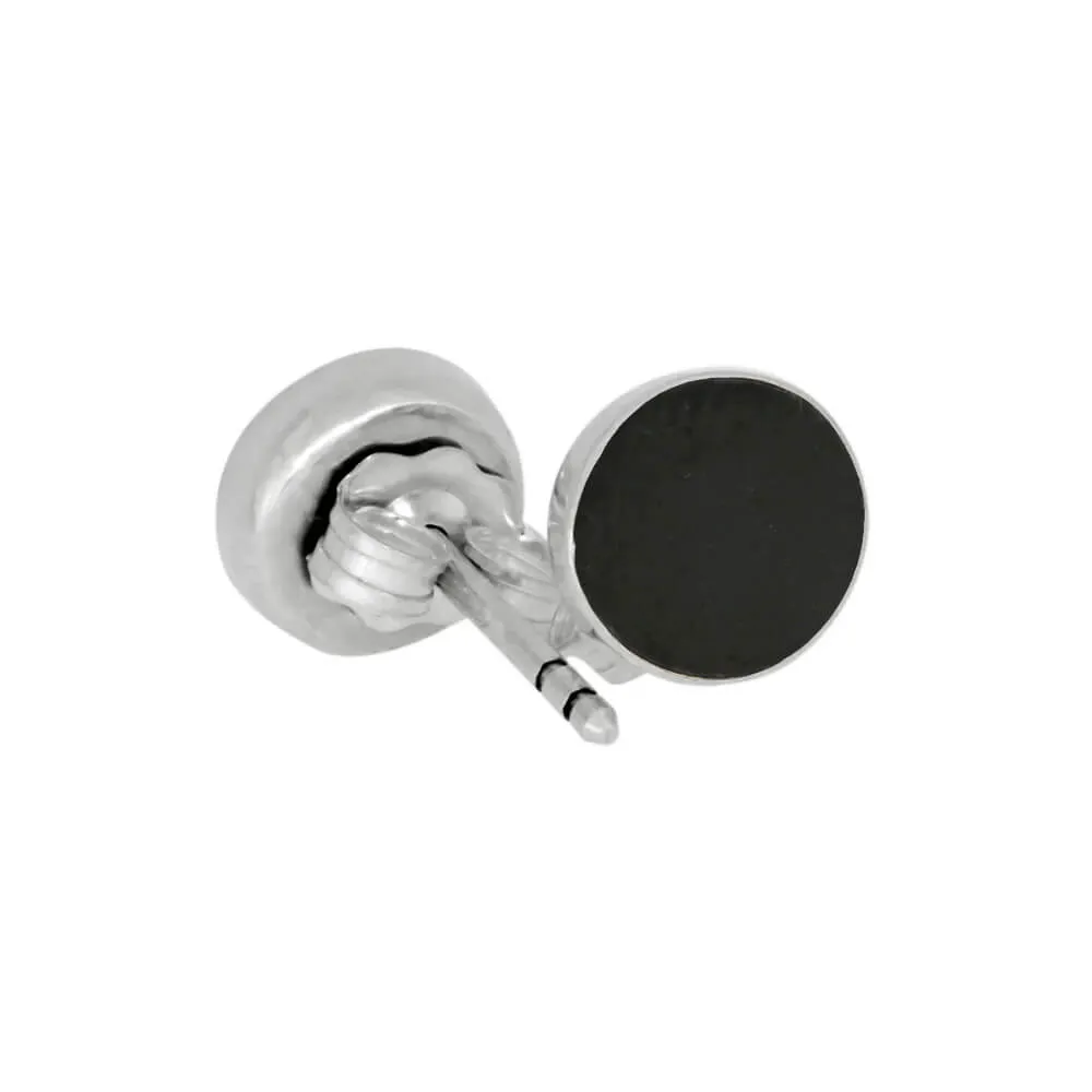 Dark Green Jade Stud Earrings in Sterling Silver