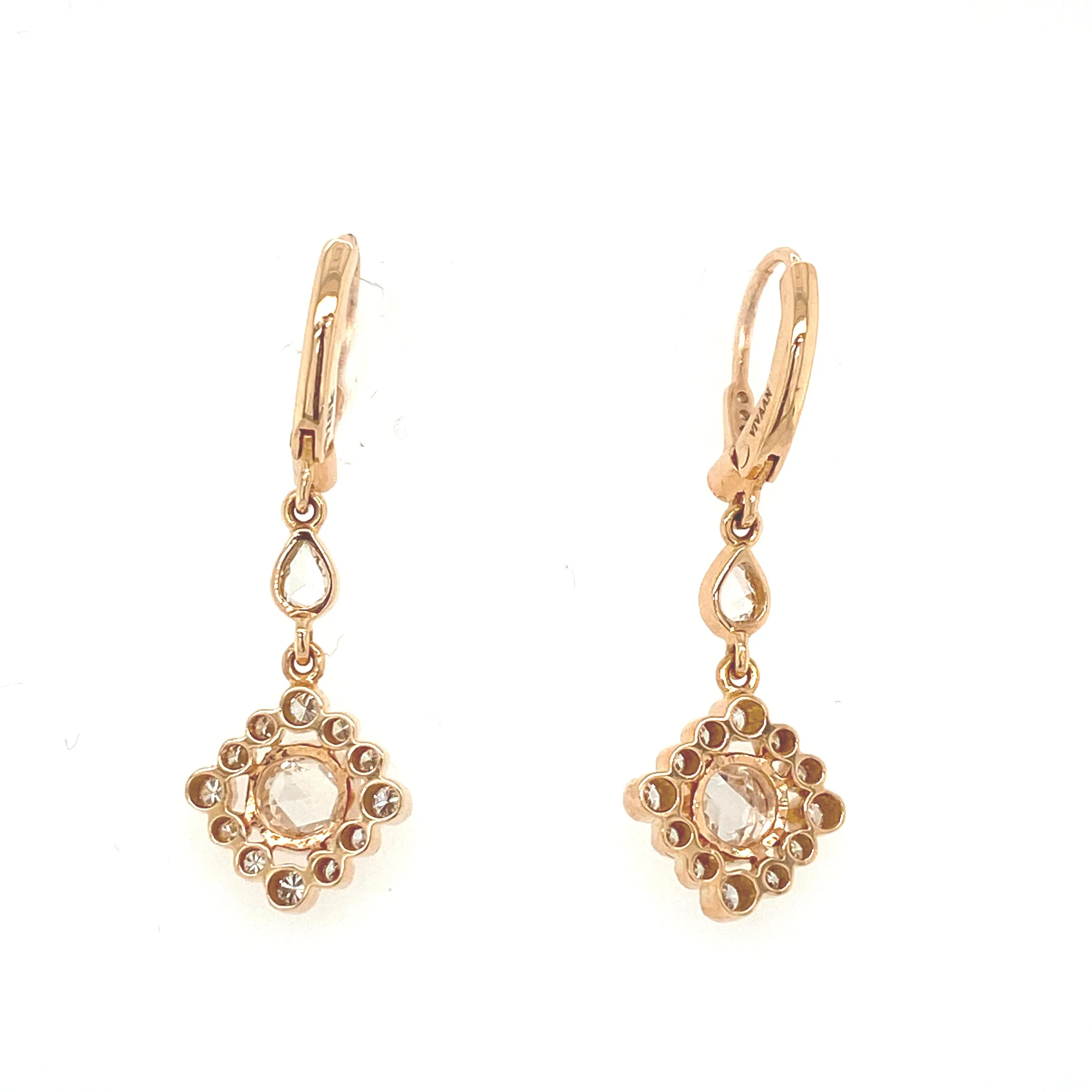 Diamond Drop Earrings in 18k Rose Gold