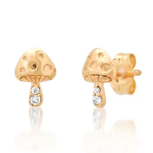 Diamond Mushroom Stud Earrings
