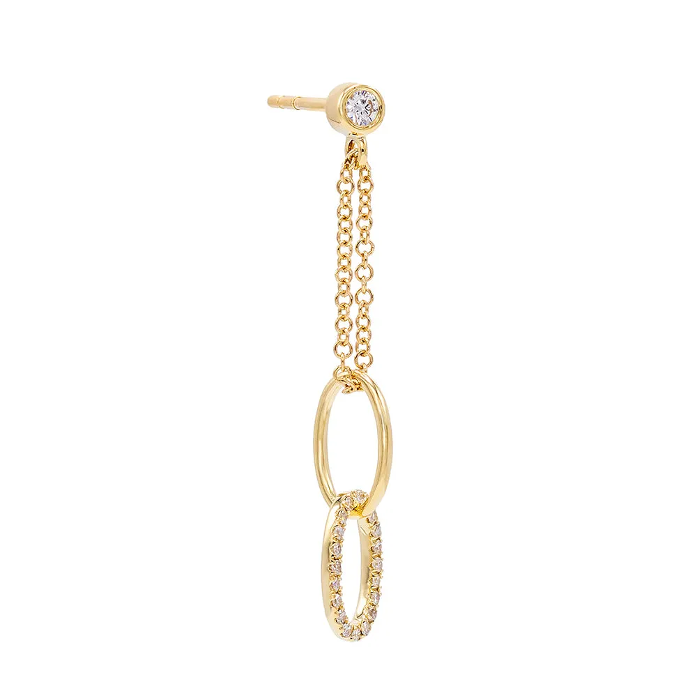 Diamond Oval Drop Stud Earring 14K