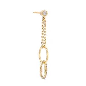Diamond Oval Drop Stud Earring 14K