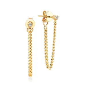 Diamond Post Baby Cuban Soft Chain Drop Earrings