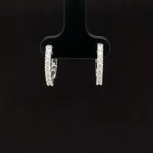 Diamond Small-Medium Hoop Earrings in 18k White Gold - #190 - ERDIA345524