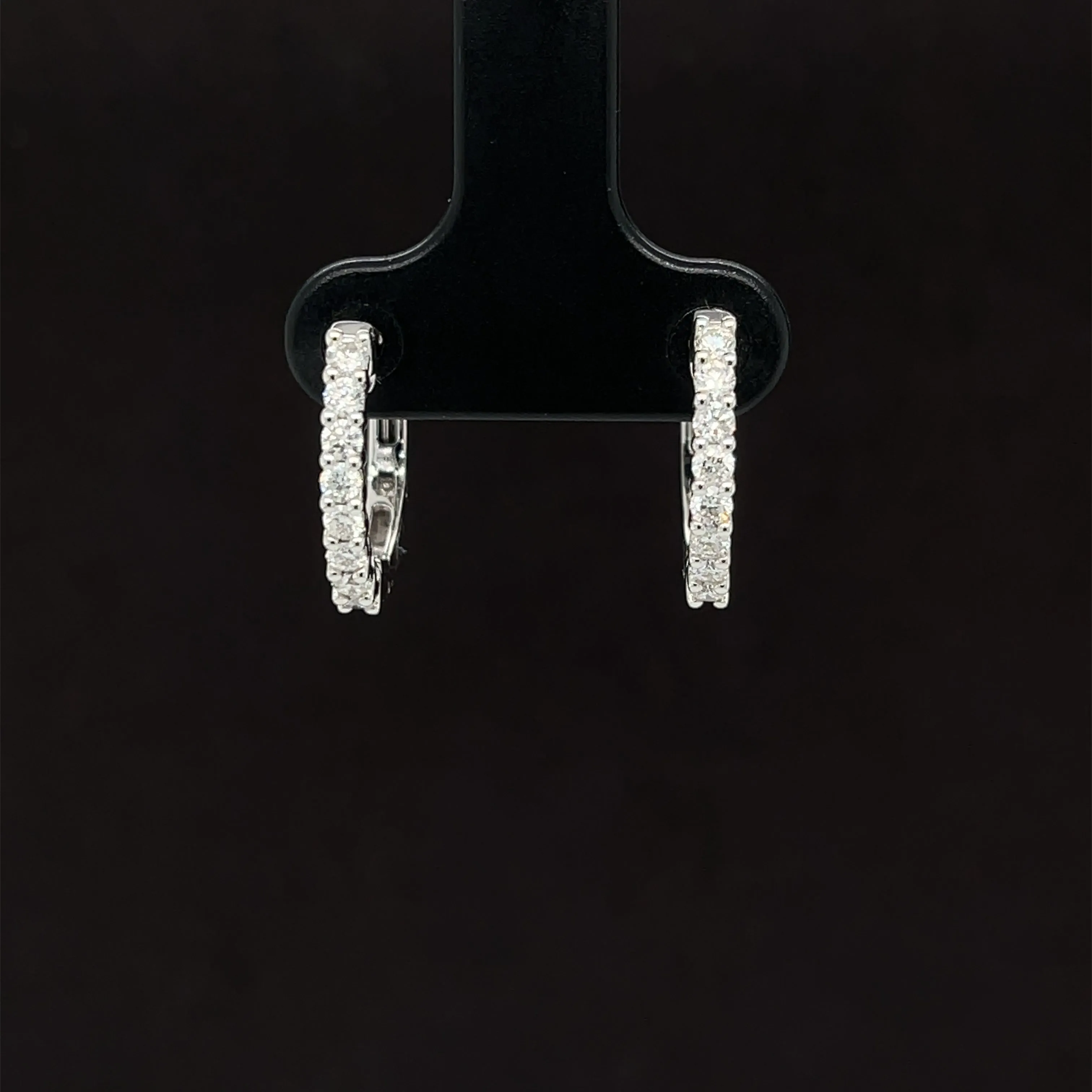 Diamond Small-Medium Hoop Earrings in 18k White Gold - #190 - ERDIA345524