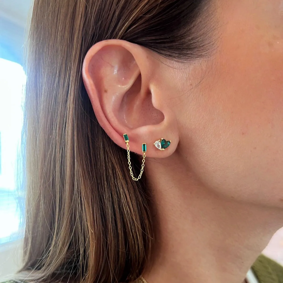 Double Emerald Baguette Earrings