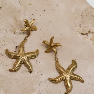 Double Starfish Gold Earrings