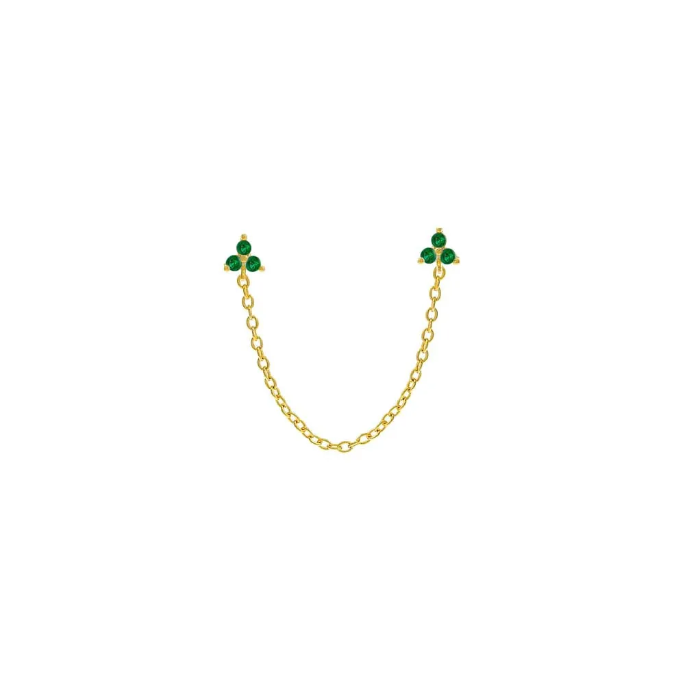 Double Trio Cluster Chain Stud Earring