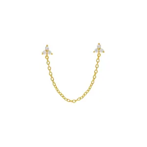 Double Trio Cluster Chain Stud Earring