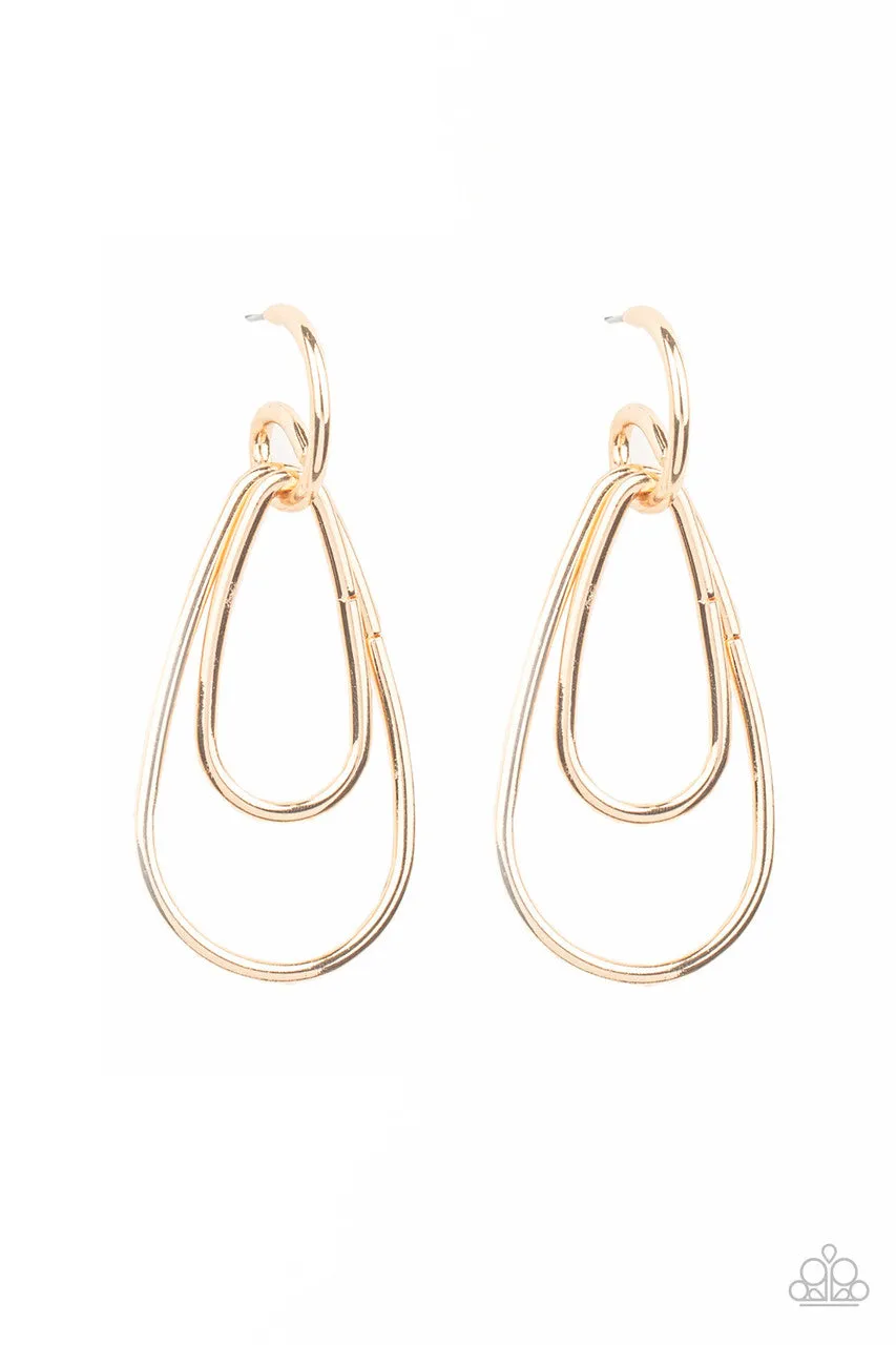 Droppin Drama Gold Paparazzi Earrings