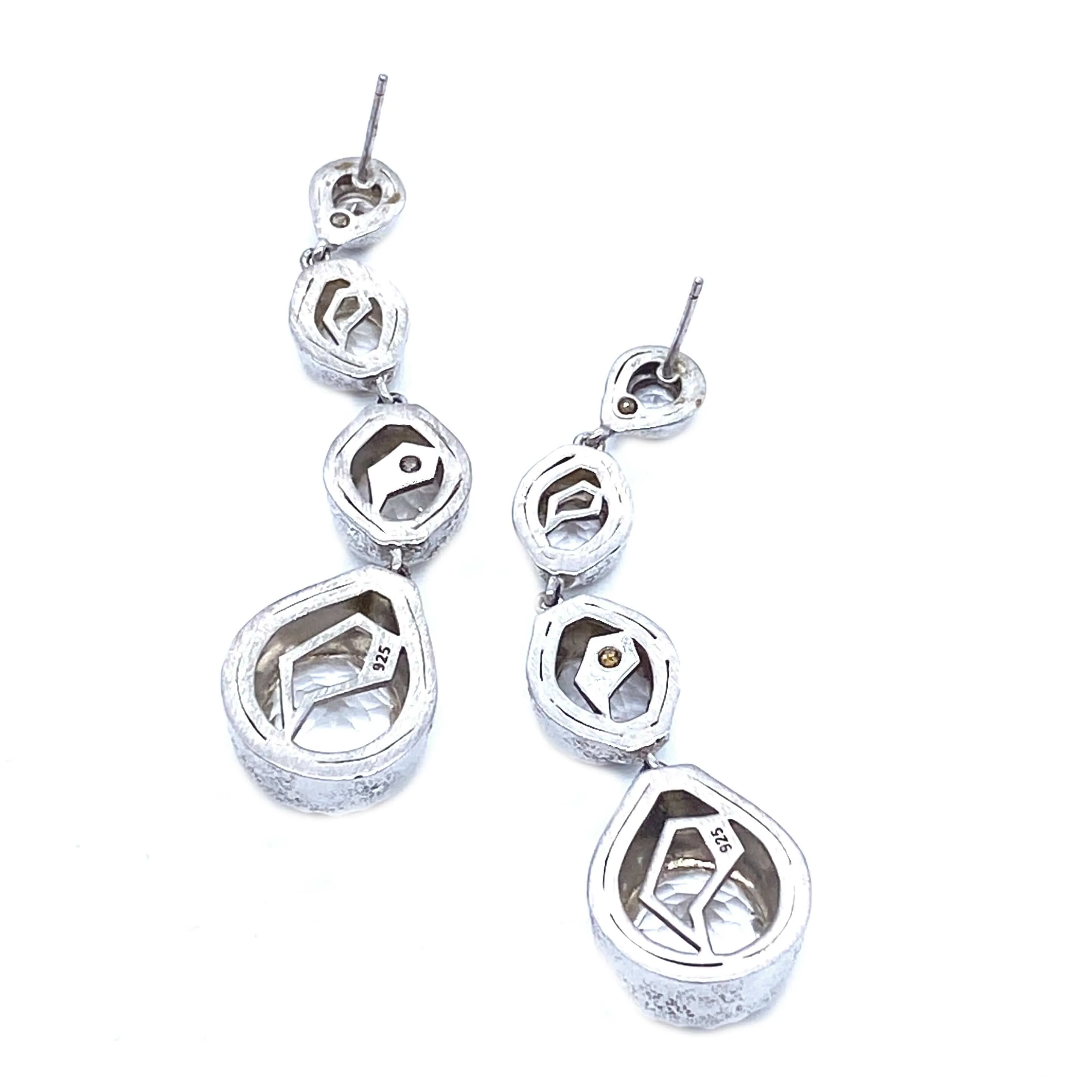 Dune Drop Earrings Set in Sterling Silver with Faceted Stone
