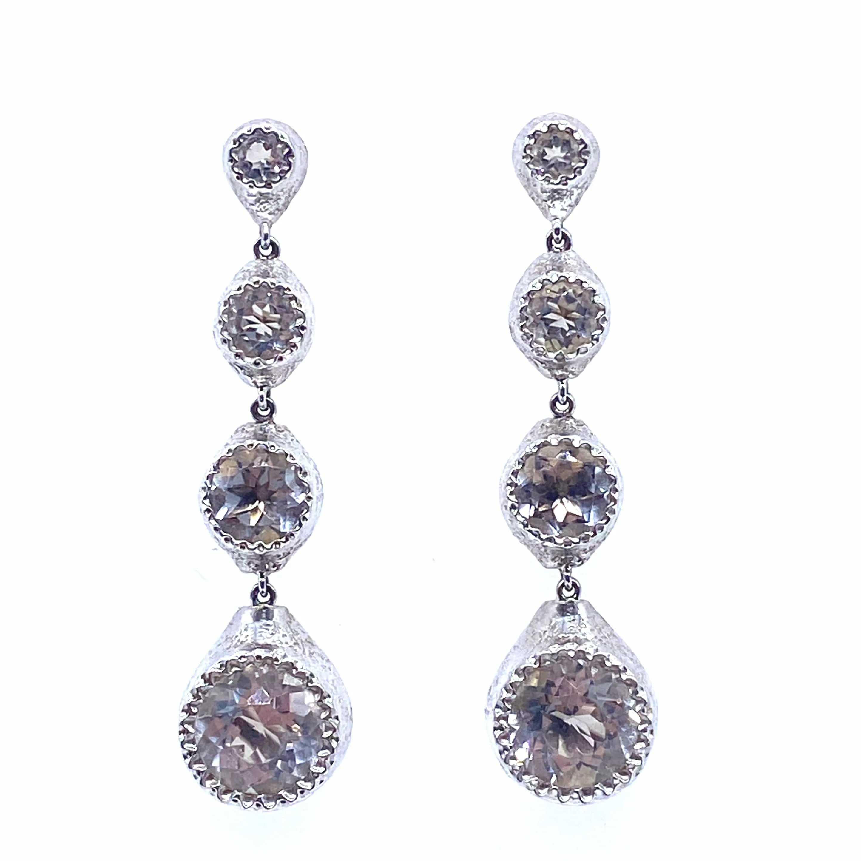 Dune Drop Earrings Set in Sterling Silver with Faceted Stone