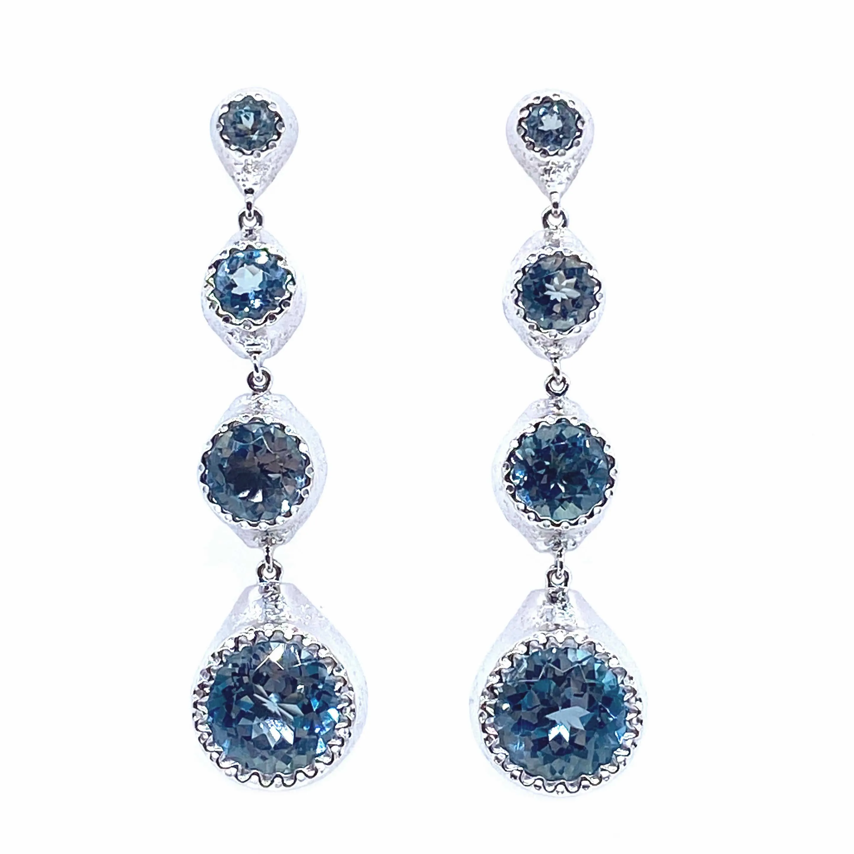 Dunne Sterling Silver Blue Topaz Drop Earrings