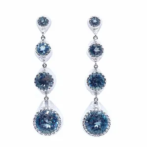 Dunne Sterling Silver Blue Topaz Drop Earrings
