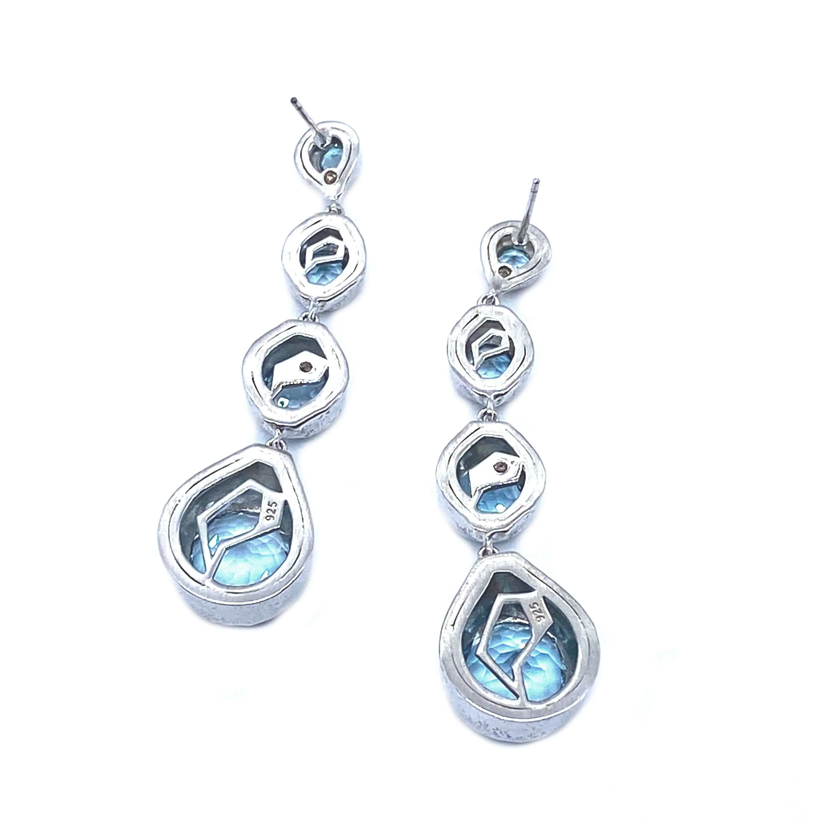 Dunne Sterling Silver Blue Topaz Drop Earrings
