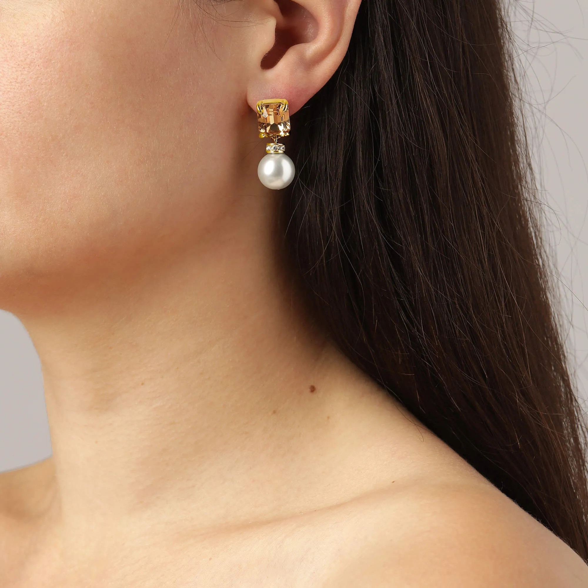 Dyrberg Kern Wali Gold Drop Earrings - Golden/Pearl