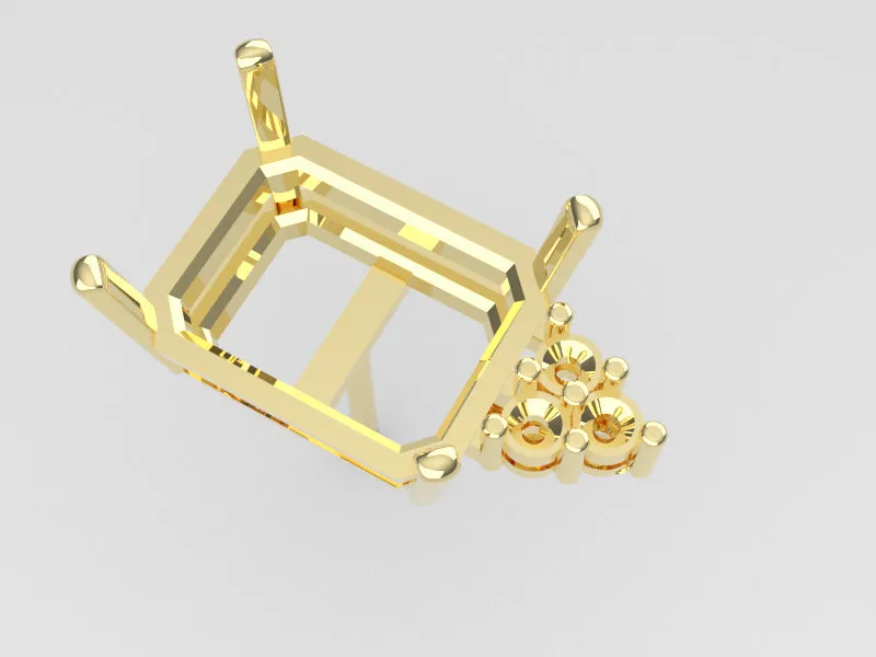 E4003 - Emerald Double Wire Earring w/ 3 Stones