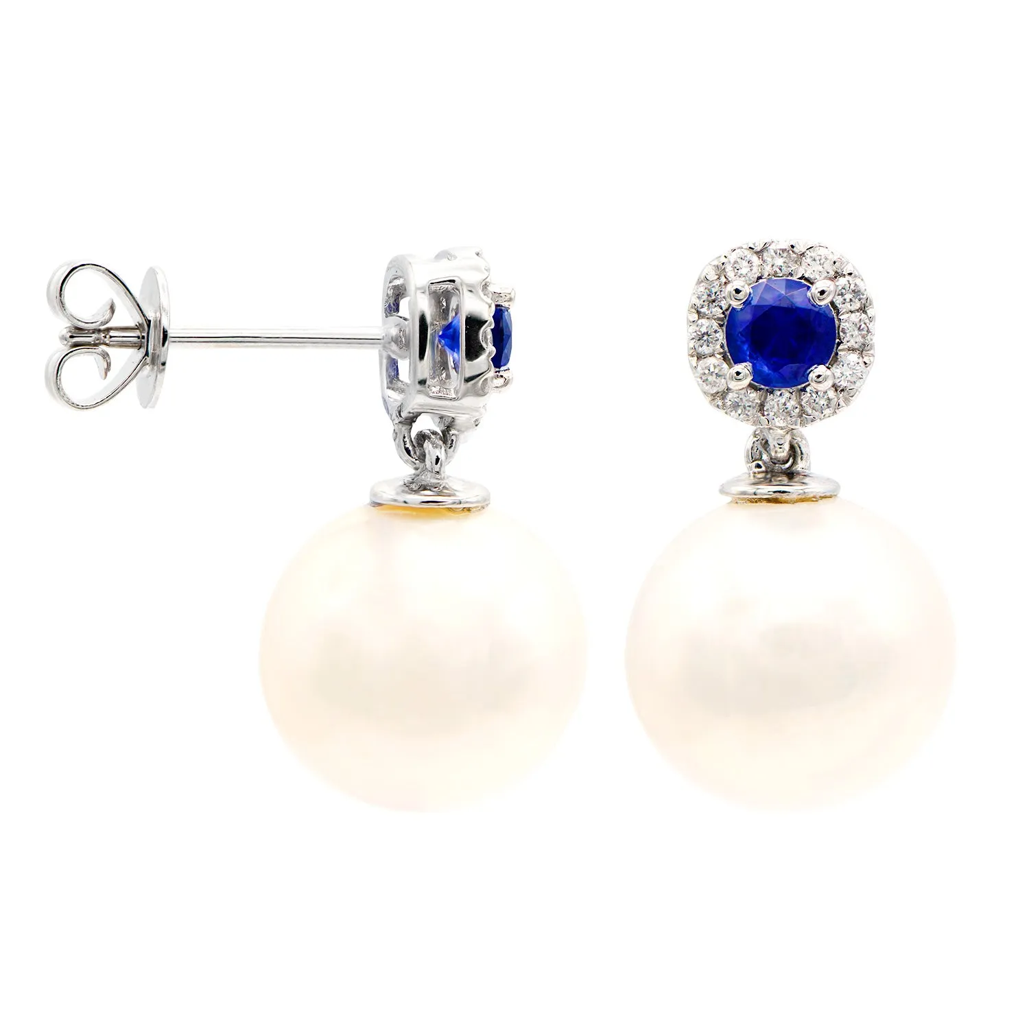 Earrings 14KW/1.3G W.FW 2SAPP-0.39CT 24RD-0.14CT 10-11mm