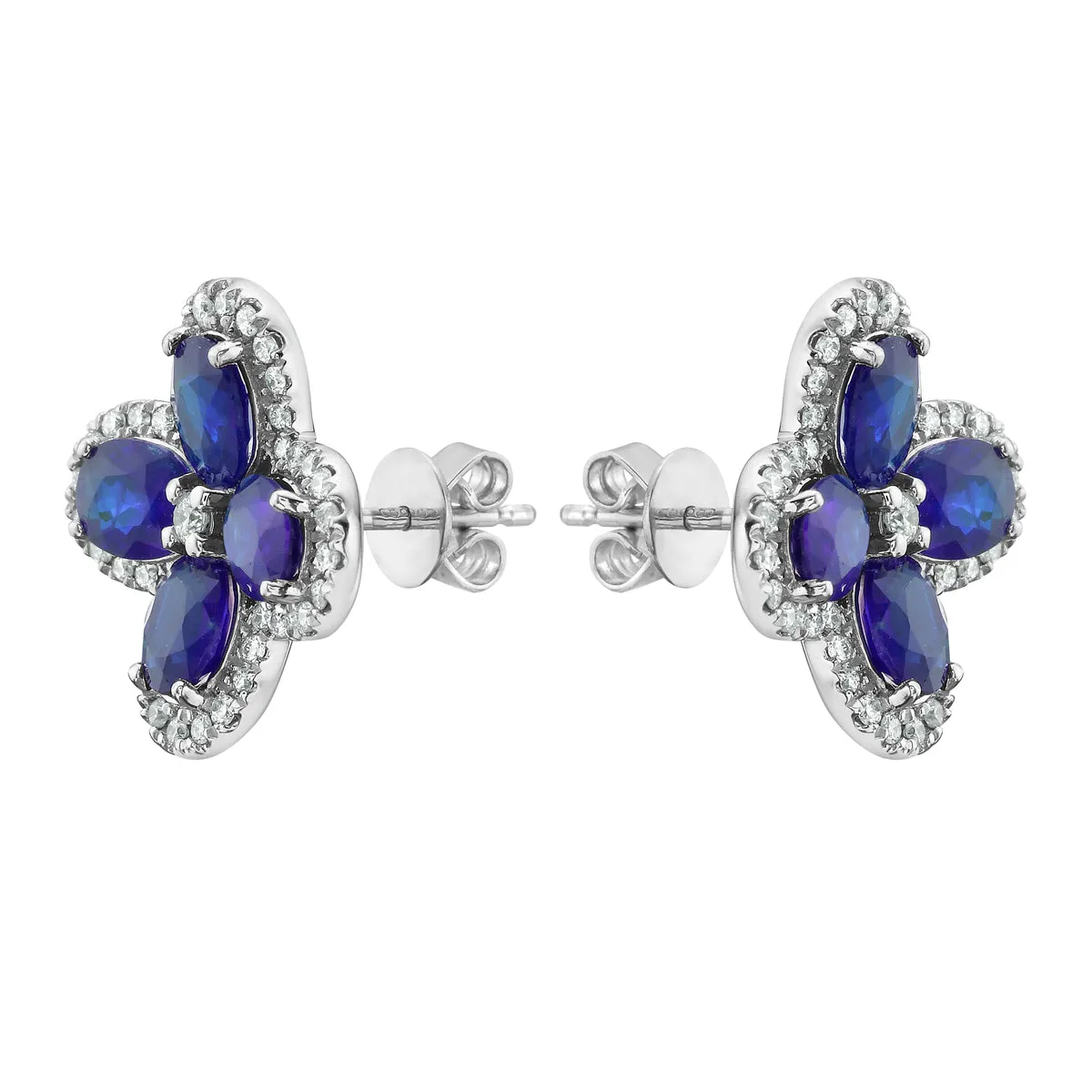 Earrings 14KW/3.3G 8SAPP-3.60CT 82RD-0.35CT