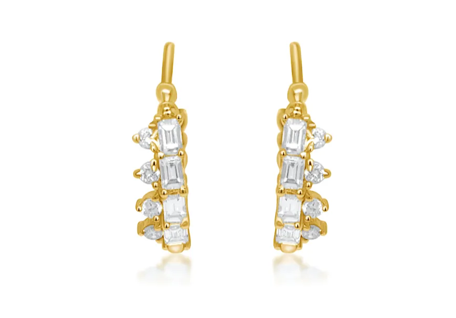 Earrings 18k Yellow Gold Hoops & Diamonds