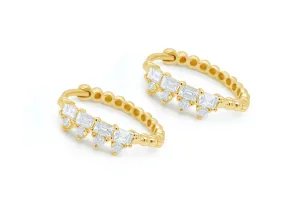 Earrings 18k Yellow Gold Hoops & Diamonds