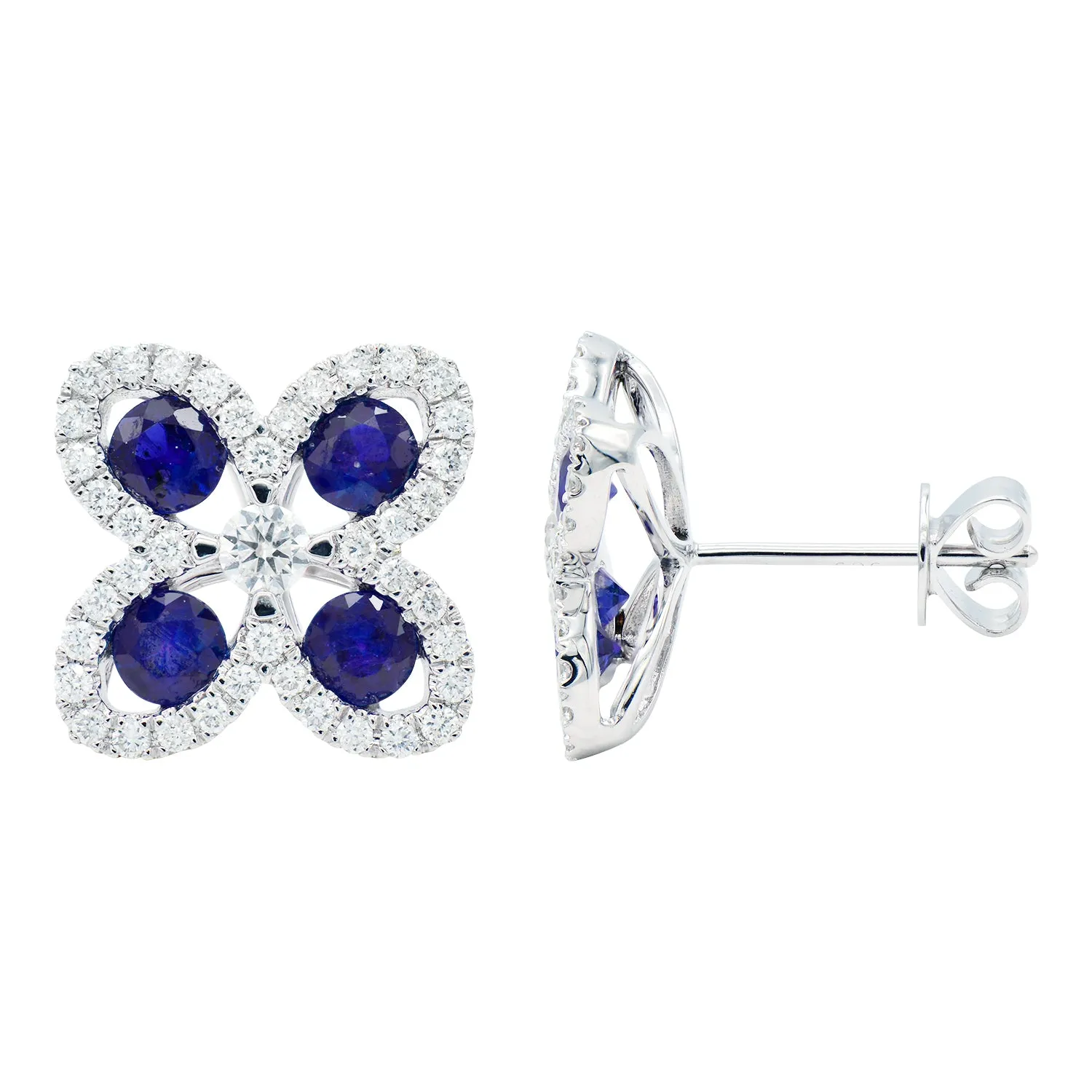 Earrings 18KW/3.9G 8SAPP-1.18CT 82RD-0.54CT