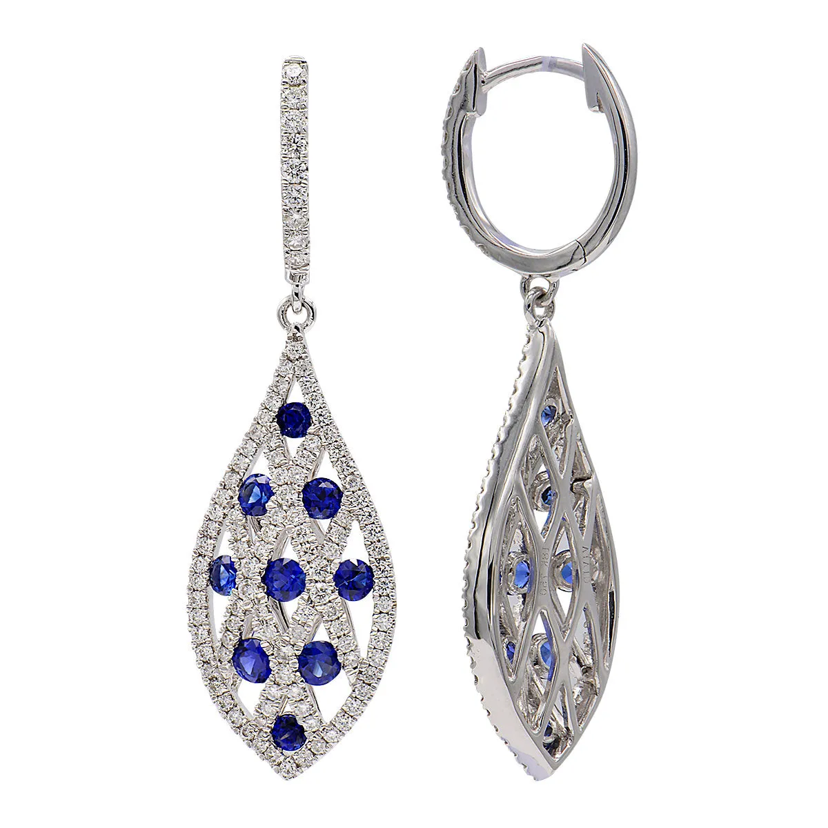 Earrings 18KW/6.4G 18SAPP-1.22CT 208RD-0.95CT