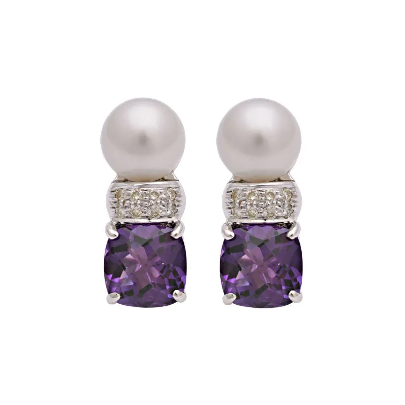 Earrings- Amethyst, South Sea Pearl And Diamond (160LS)