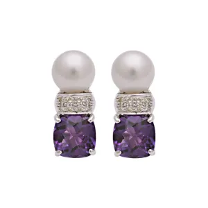 Earrings- Amethyst, South Sea Pearl And Diamond (160LS)
