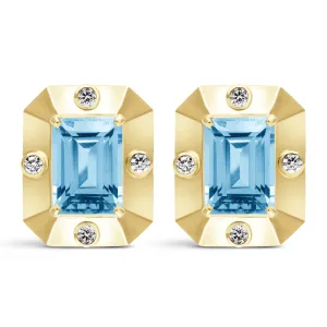 Earrings - Blue Topaz And Diamond