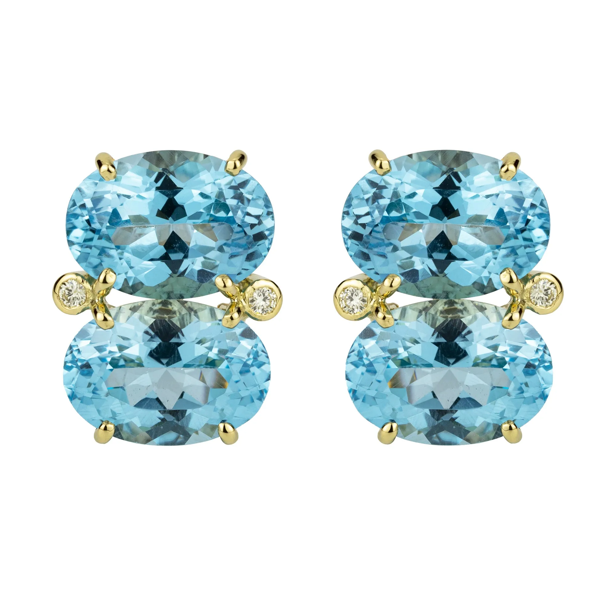 Earrings - Blue Topaz And Diamond