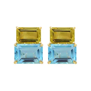 Earrings-Blue Topaz and Lemon Quartz  (2143E)
