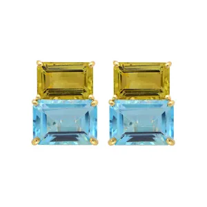 Earrings-Blue Topaz and Lemon Quartz