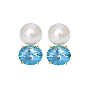 Earrings- Blue Topaz and South Sea Pearl  (2182C)