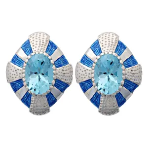 Earrings-Blue Topaz (Enamel)  (38DS)