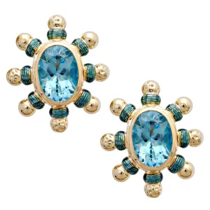 Earrings-Blue Topaz (Enamel)