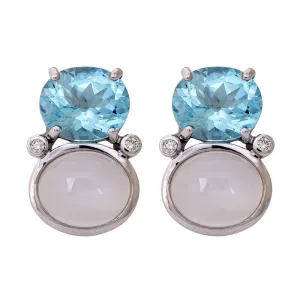 Earrings- Blue Topaz, Moonstone and Diamond  (263GS)
