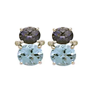 Earrings-Iolite, Blue Topaz and Diamond