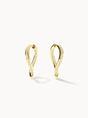 Earrings SIGNATURE Hoop Twisted Drop with Diamond Pavé