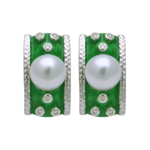 Earrings-South Sea Pearl and Diamond (Enamel)