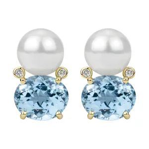 Earrings - South Seapearl , Blue Topaz And Diamond