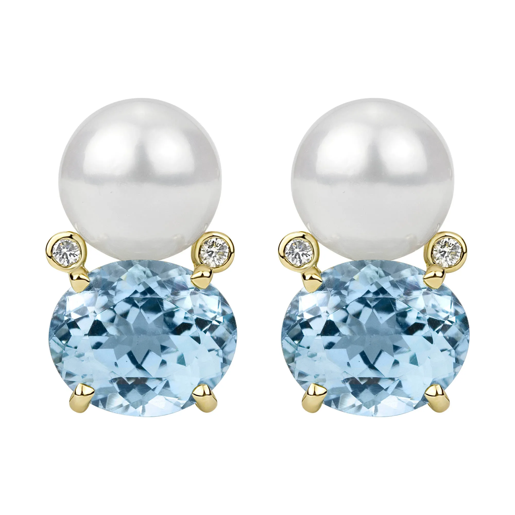 Earrings - South Seapearl , Blue Topaz And Diamond