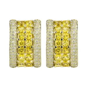 Earrings - Yellow Sapphire And Diamond