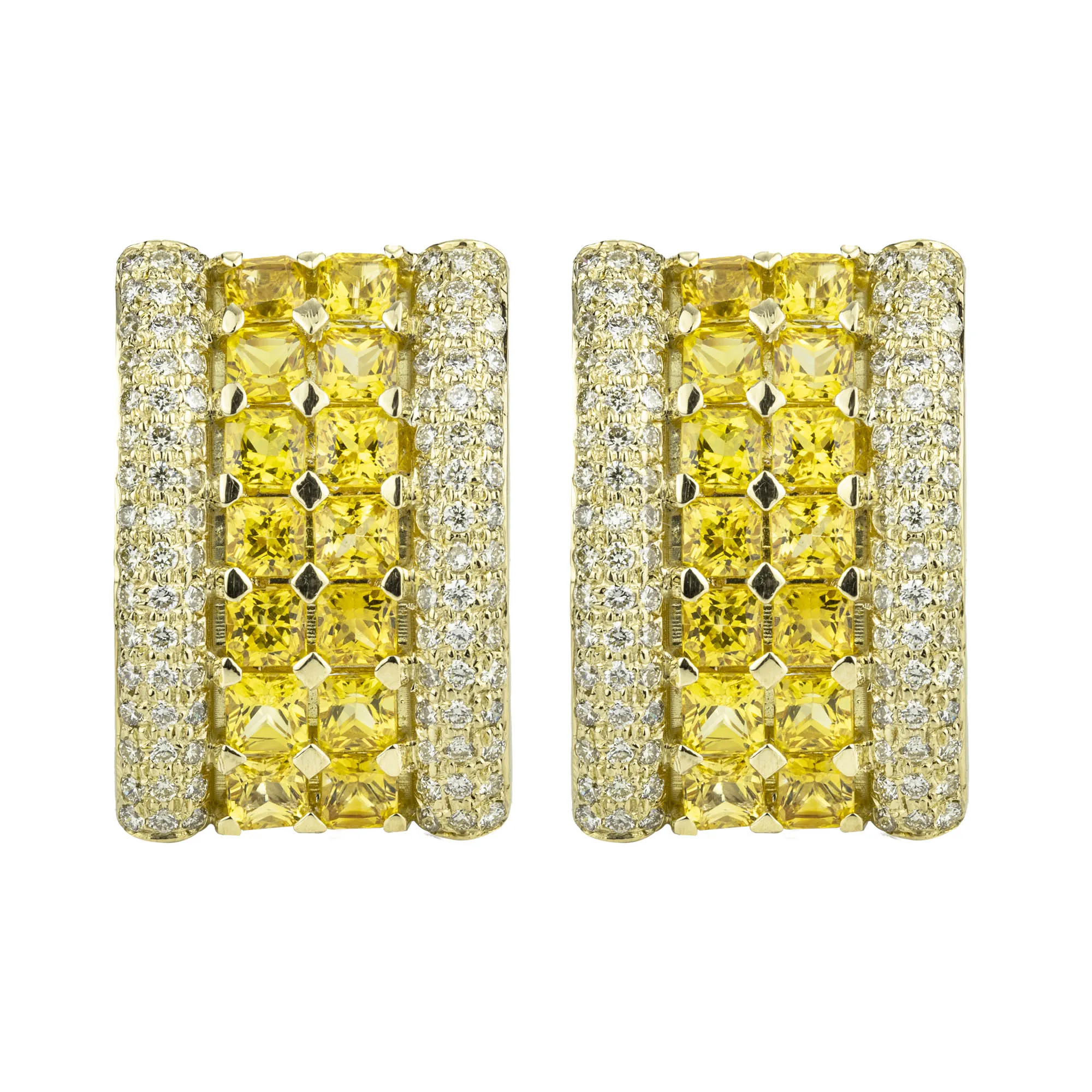 Earrings - Yellow Sapphire And Diamond