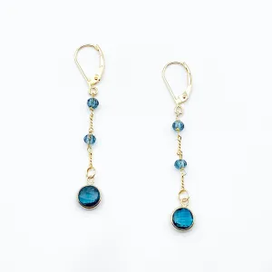 Electric Blue Topaz Floating on a Golden Chain