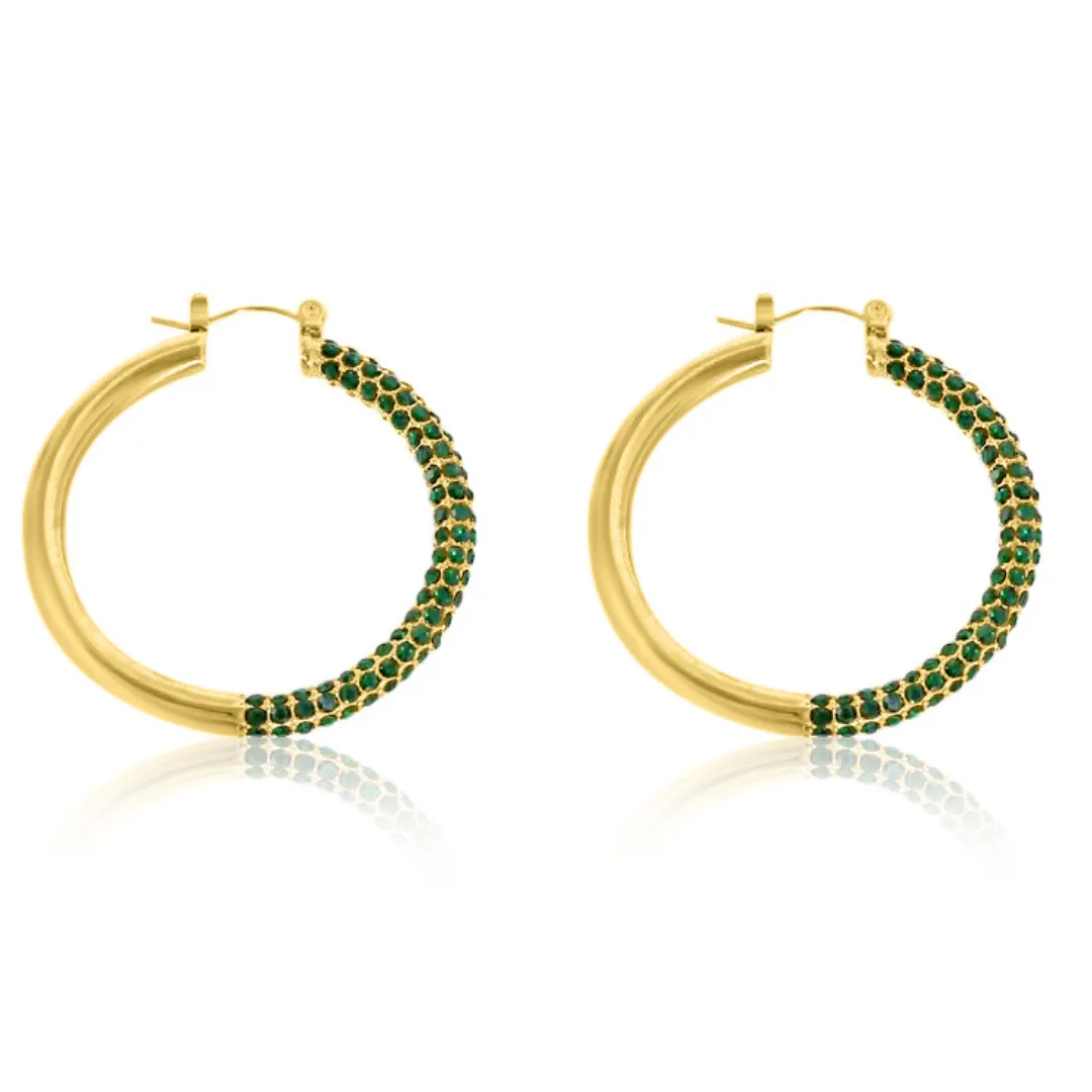 ELLA CZ HOOP - EMERALD