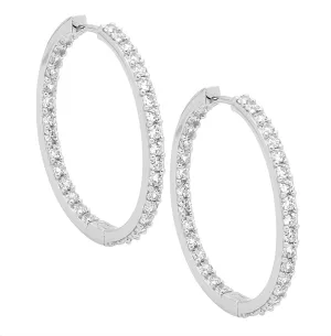 Ellani Sterling Silver Cubic Zirconia Hoop Earrings E197