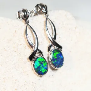 'Ellen' Doublet Opal Earrings 14ct White Gold