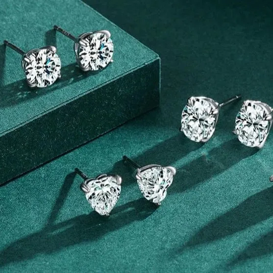 Ellipse CZ Sterling Stud Earrings for Women